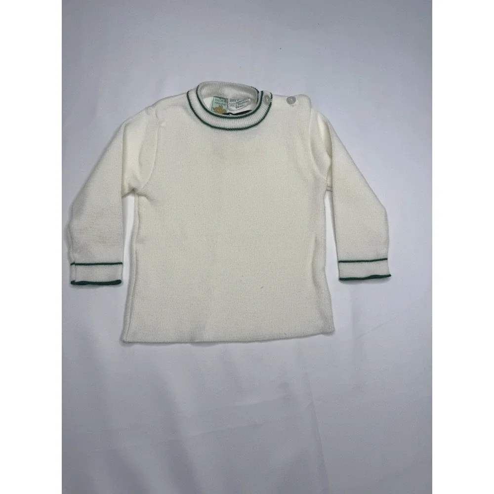 Vintage Mine Alone Knit Baby Jumpsuit Train Acrylic Green 2pc Holiday Overalls‎